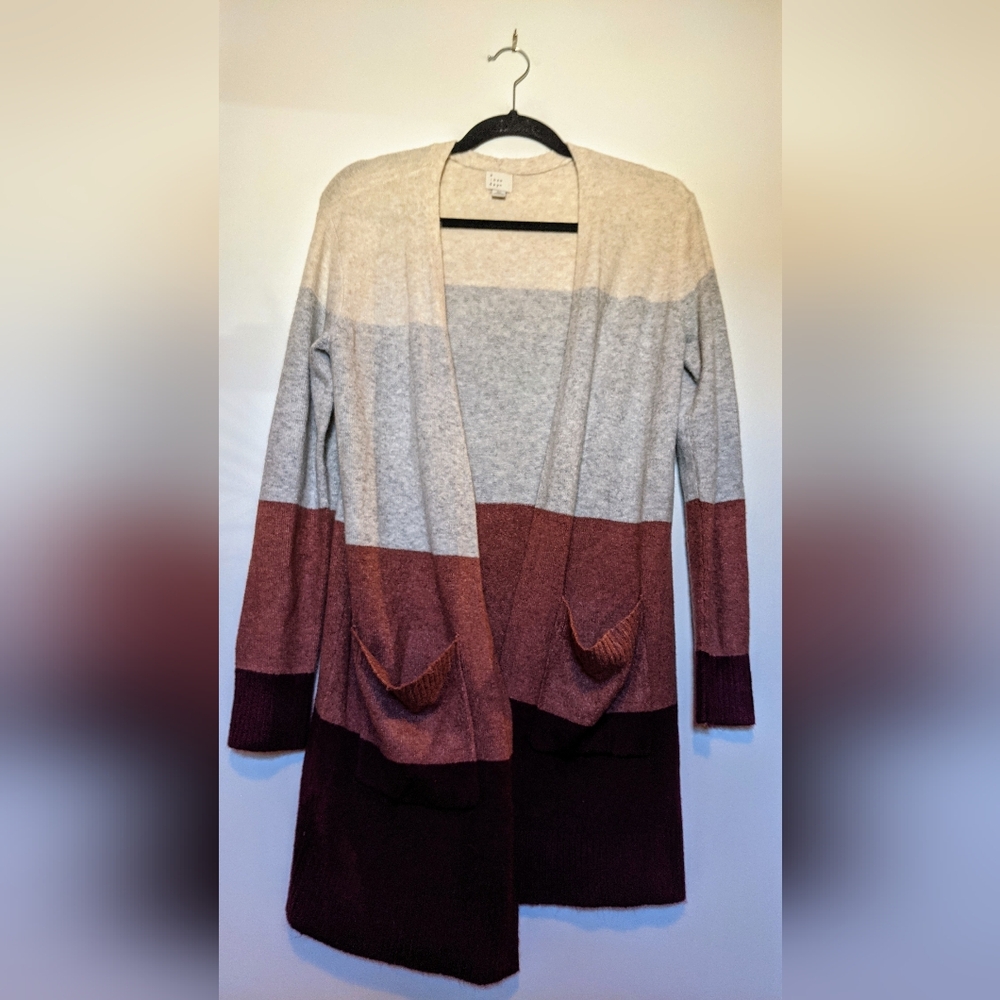 A New Day Colorblock Long Line Open Cardigan sz XS